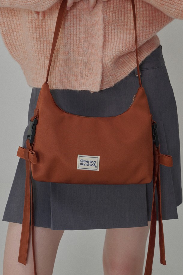 OPENING SUNSHINE - 숄더백 - Side Detailed Ribbon Hobo Bag_Brown