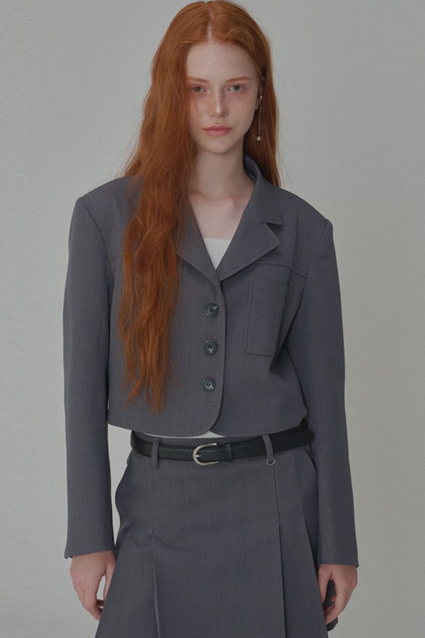 OPENING SUNSHINE - 미니스커트 - Set_Classic Tailored Short Jacket+Pleated Mini Skirt_Grey