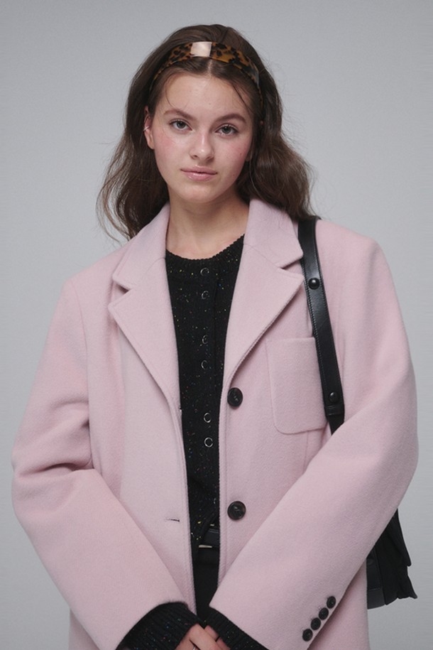 OPENING SUNSHINE - 코트 - Single-breasted Wool long coat_Pink