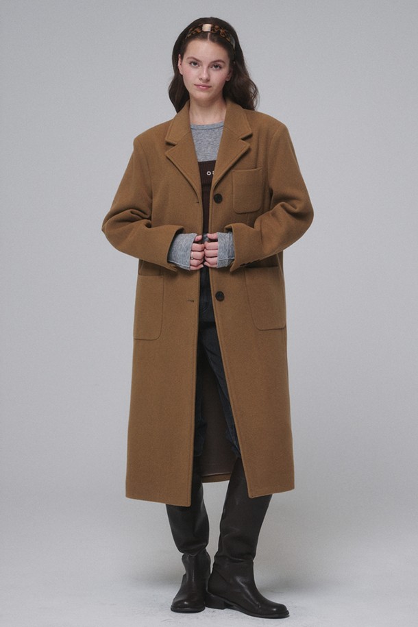 OPENING SUNSHINE - 코트 - Single-breasted Wool long coat_Brown