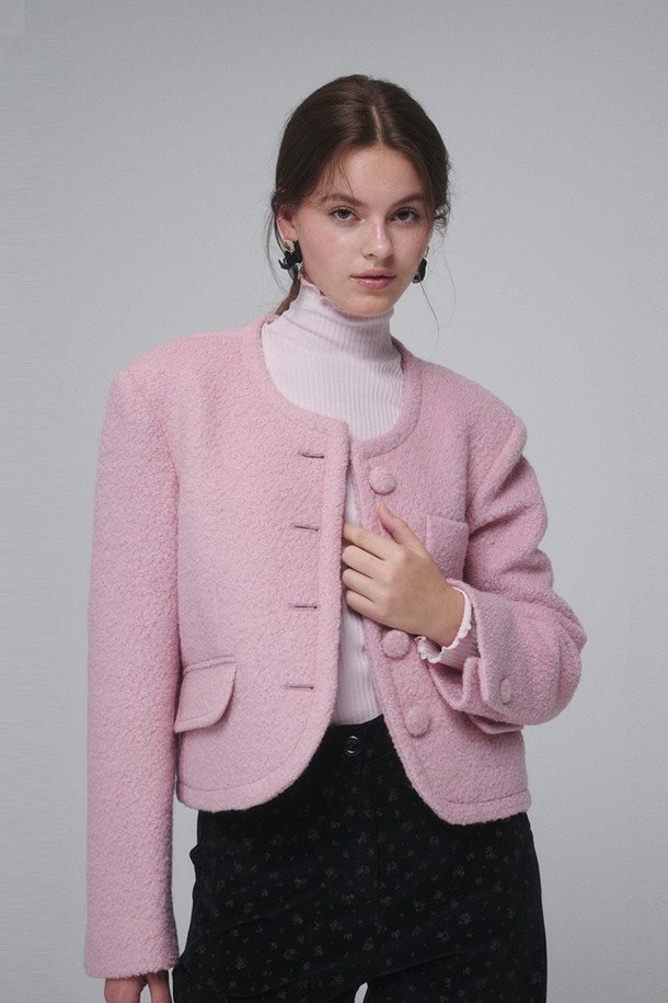 OPENING SUNSHINE - 자켓 - Boucle Wool Cropped Jacket_Pink