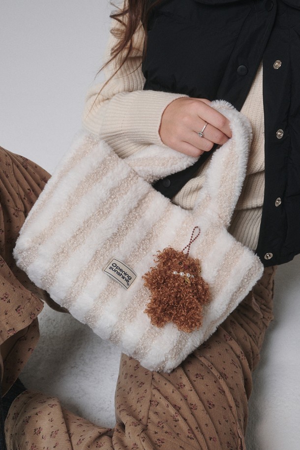 OPENING SUNSHINE - 여성 가방 - Striped shearling tote bag_Ivory