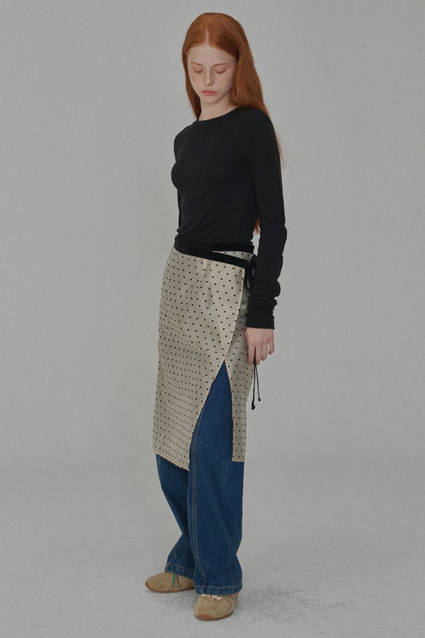 OPENING SUNSHINE - 미디스커트 - [리퍼브]Heart-patterned Layered Wrap Skirt_Beige