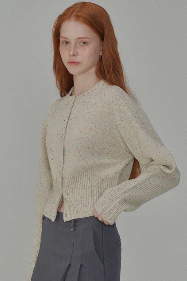 OPENING SUNSHINE - 가디건 - Round neck wool crop knit cardigan_Cream