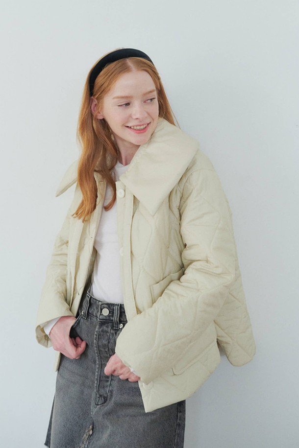 OPENING SUNSHINE - 패딩 - Big Collar Quilted Jacket_Butter