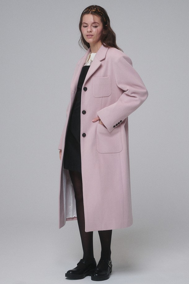 OPENING SUNSHINE - 코트 - Single-breasted Wool long coat_Pink