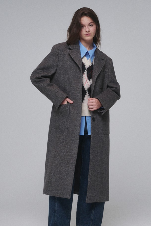 OPENING SUNSHINE - 코트 - Single-breasted Wool long coat_Gray