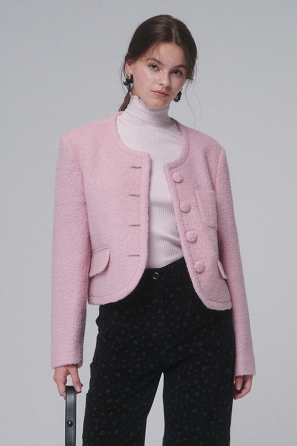 OPENING SUNSHINE - 자켓 - Boucle Wool Cropped Jacket_Pink