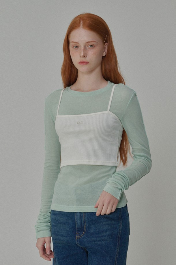 OPENING SUNSHINE - 긴소매 티셔츠 - See-Through Wool Jersey T-shirt_Mint