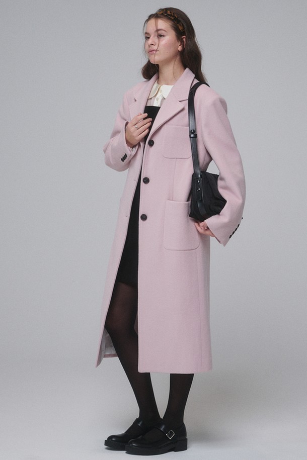 OPENING SUNSHINE - 코트 - Single-breasted Wool long coat_Pink