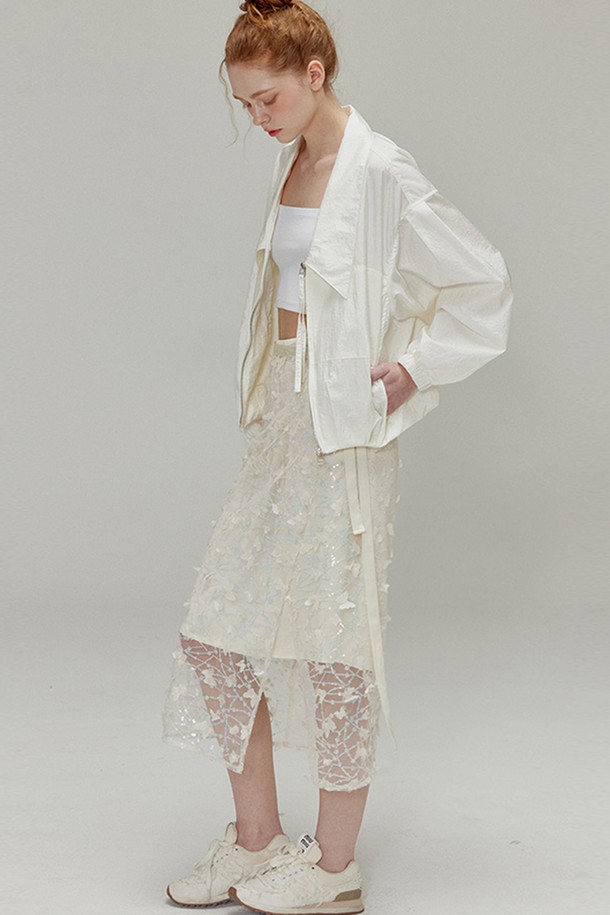 OPENING SUNSHINE - 바람막이/아노락 - Shining collar nylon Jacket_Ivory