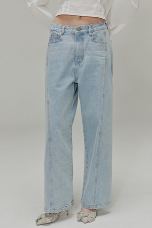 Low rise wide denim pants_Light indigo