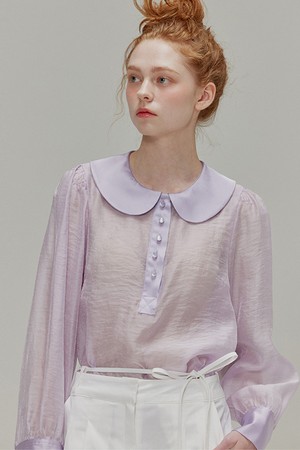 Round collar see-through blouse_Lavender