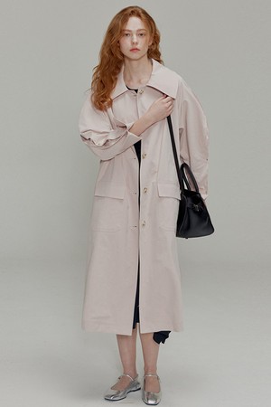 Volume sleeve big collar trench coat_Light pink