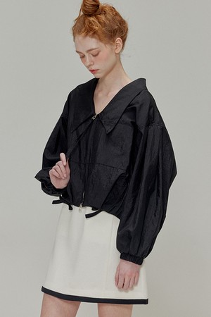 Shining collar nylon Jacket_Black