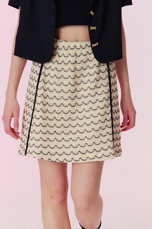 Wave combination banding mini skirt