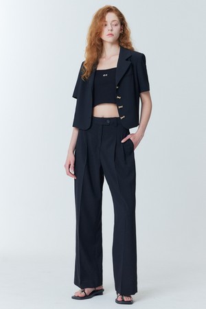 Summer two-tuck wide pants_Black