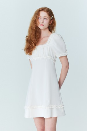 Frill mini dress_Ivory