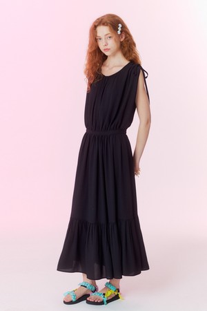 Summer pleated maxi dress_Black