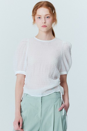 Crinkle string blouse_White