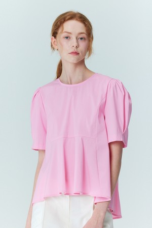 Back Ribbon Detail Peplum Blouse_Pink