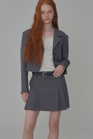 Classic Pleated Mini Skirt_Gray