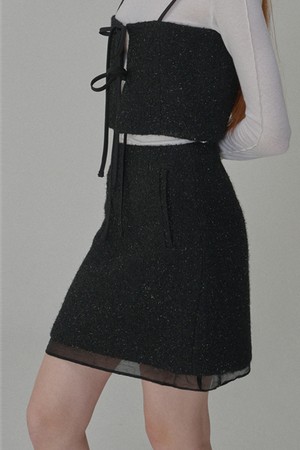 Twinkle Tweed Mini Skirt_Black