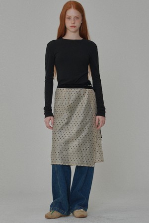 Heart-patterned Layered Wrap Skirt_Beige