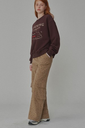 Flower Patterned Corduroy Cargo Pants_Camel