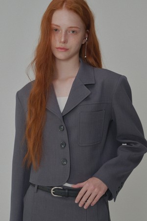 Classic Tailored Crop Jacket_Gray