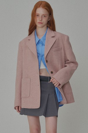 Over-fit Wool Twill jacket_Pink