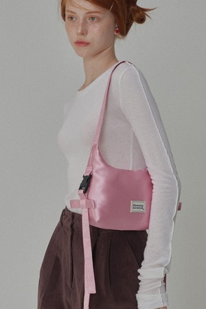 Side Detailed Ribbon Hobo Bag_Pink