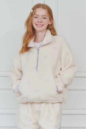 Ribbon Pointed Fleece Anorak_Ivory