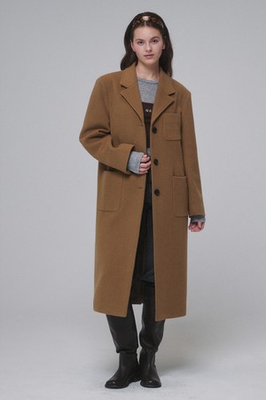 [리퍼브]Single-breasted Wool long coat_Brown