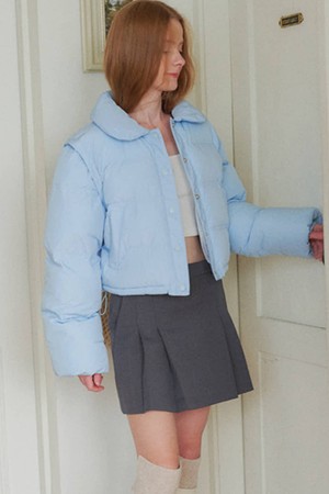 [리퍼브] Detachable Sleeve Wellon Short Padding_Sky