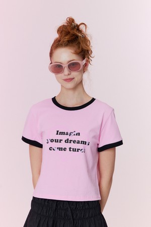 [리퍼브] Dreams Cropped Short Sleeve T-Shirt_Pink
