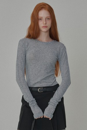 [리퍼브] See-Through Wool Jersey T-shirt_Melage Gray