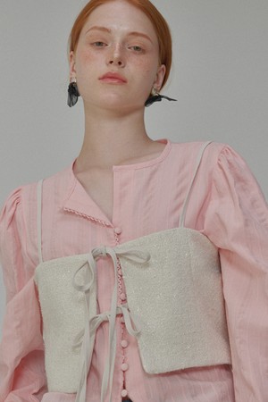 [리퍼브] Twinkle Tweed String Bustier_Cream