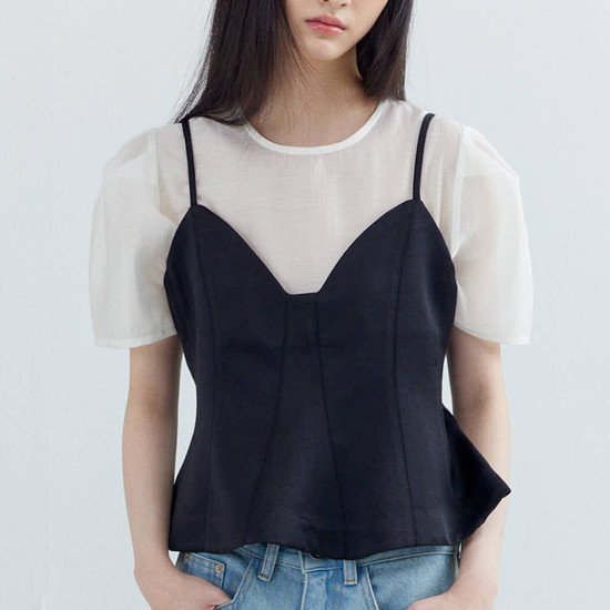 Satin Peplum Bustier_Black