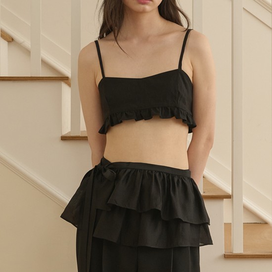 See-through Double Layered Wrap Skirt_Black