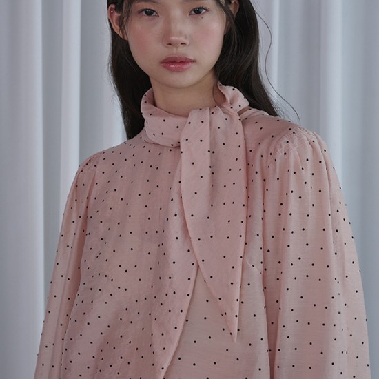 Dot Scarf Blouse_Pink