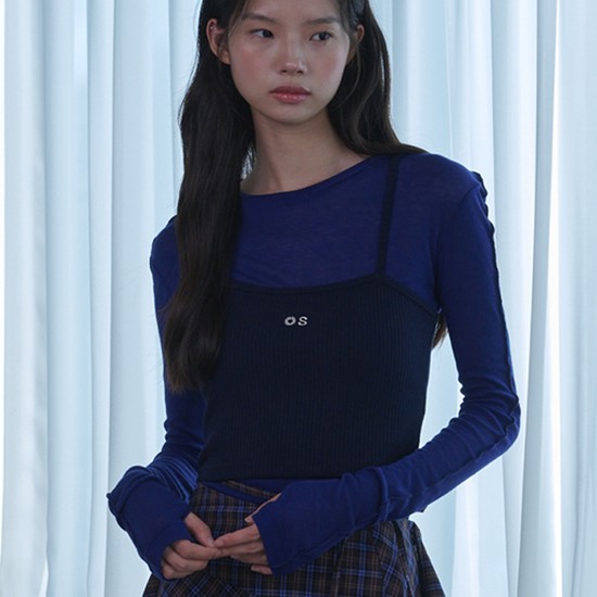See-Through Wool Jersey T-shirt_Blue