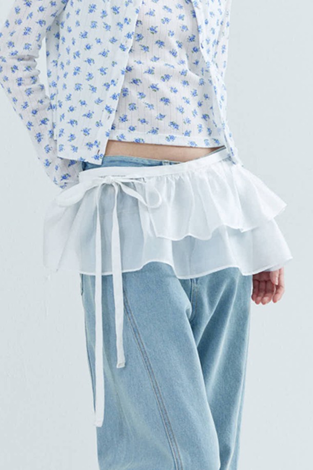 OPENING SUNSHINE - 미니스커트 - See-through Double Layered Wrap Skirt_White