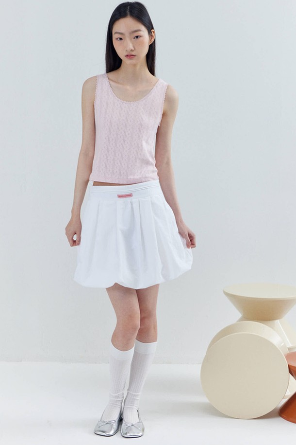 OPENING SUNSHINE - 미니스커트 - Pin-tuck Balloon Mini Skirt_White