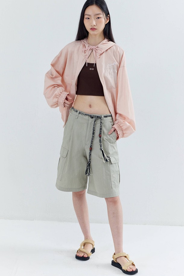 OPENING SUNSHINE - 롱/미디팬츠 - Cotton One-tuck Bermuda Pants_Khaki