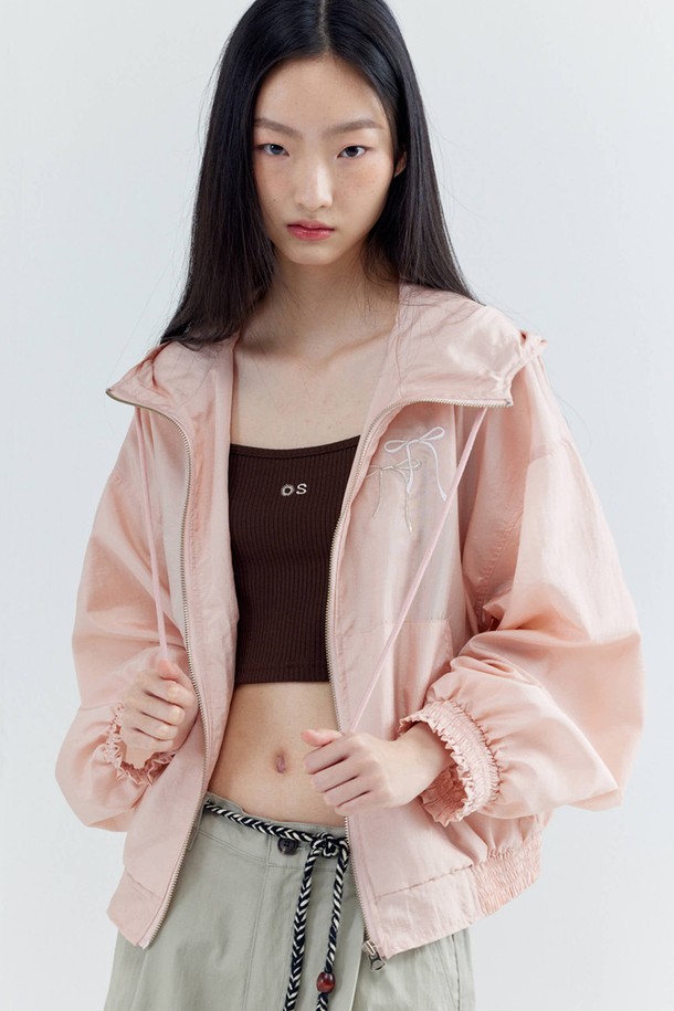 OPENING SUNSHINE - 자켓 - Double Ribbon Nylon Wind breaker_Peach Pink