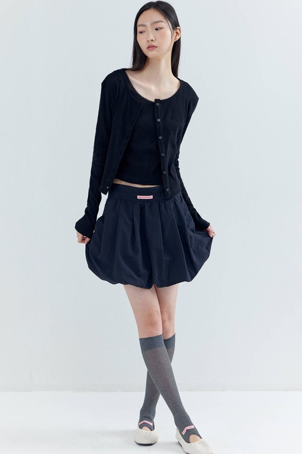 OPENING SUNSHINE - 미니스커트 - Pin-tuck Balloon Mini Skirt_Black