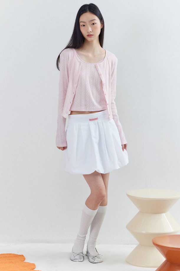 OPENING SUNSHINE - 미니스커트 - Pin-tuck Balloon Mini Skirt_White