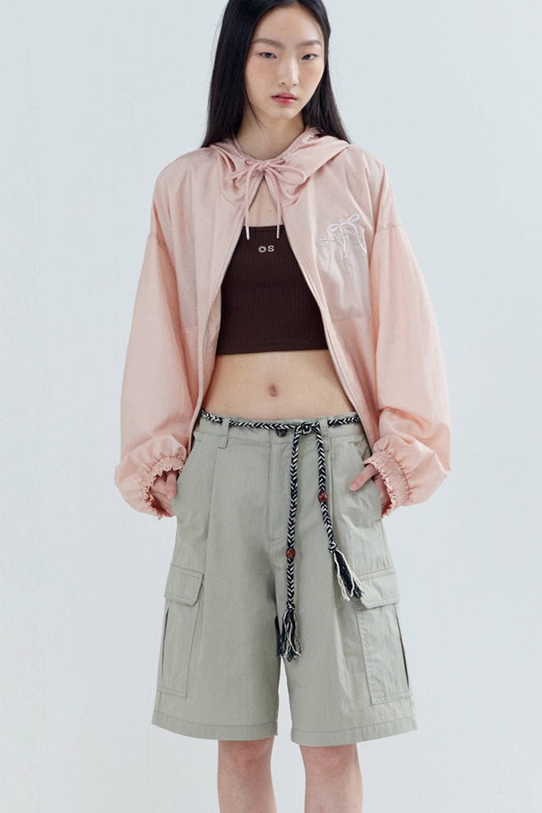 OPENING SUNSHINE - 롱/미디팬츠 - Cotton One-tuck Bermuda Pants_Khaki