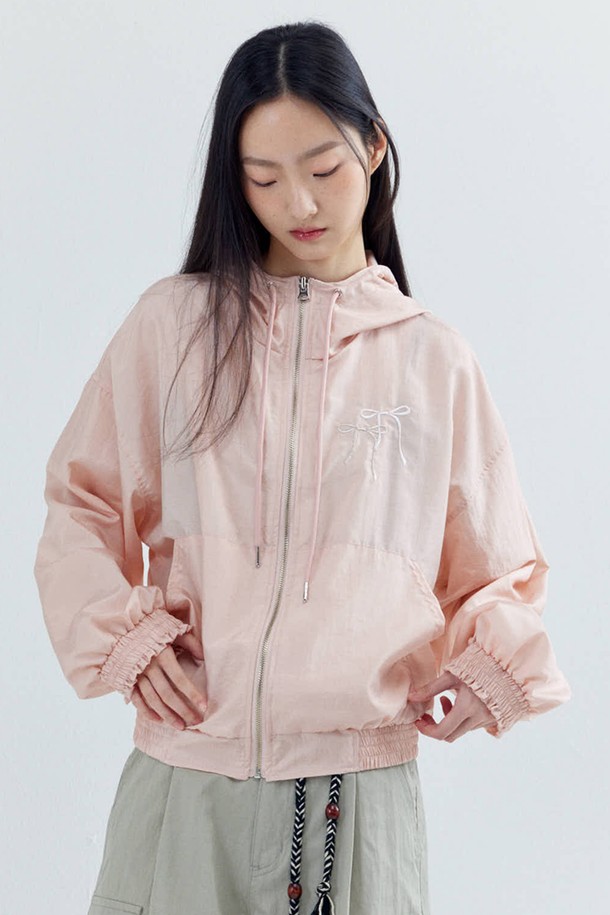 OPENING SUNSHINE - 자켓 - Double Ribbon Nylon Wind breaker_Peach Pink